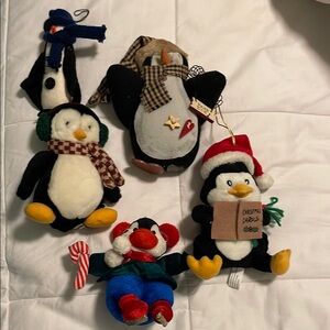 Penguin Plush Toy Set - Black, White, Red Accents